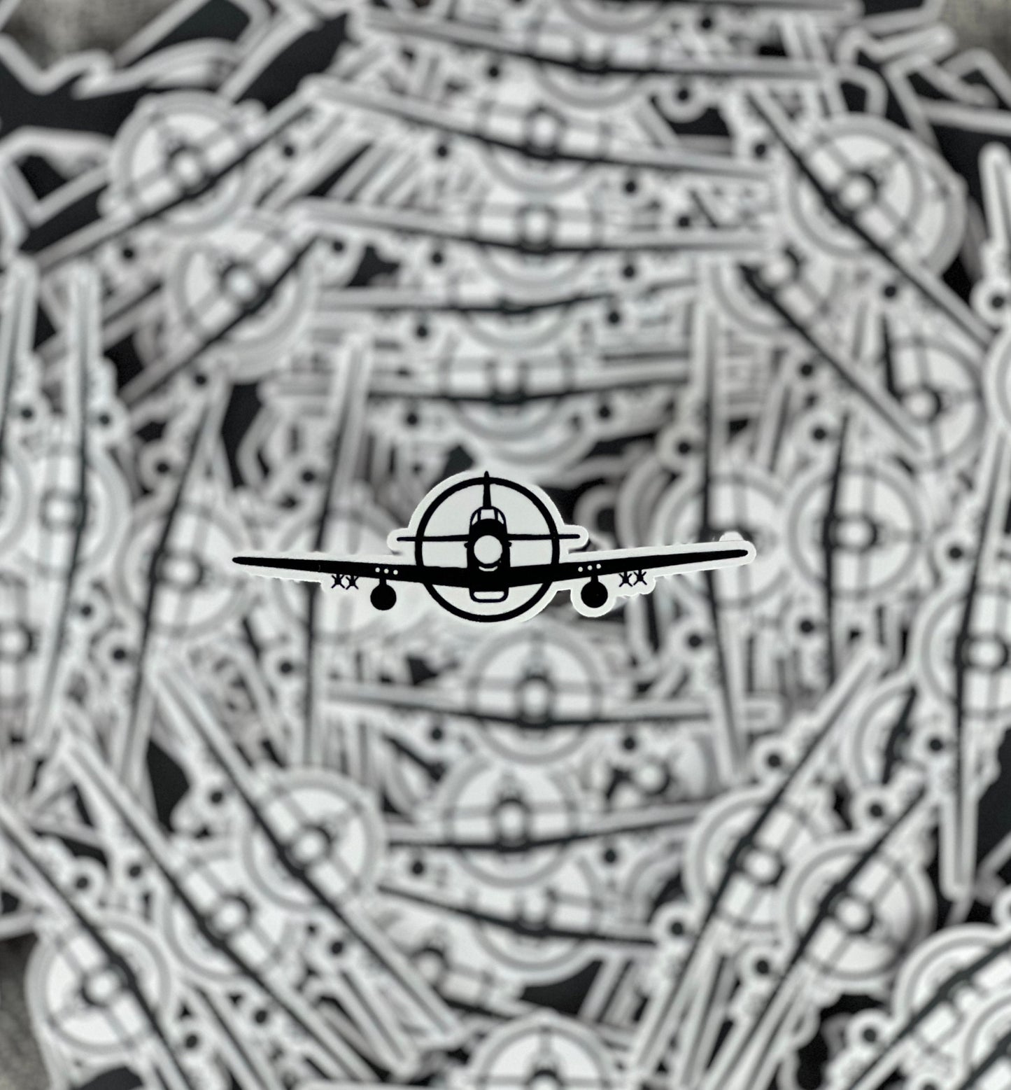 P-51 Mustang WWII Fighter Airplane Front View With Weapons Sticker