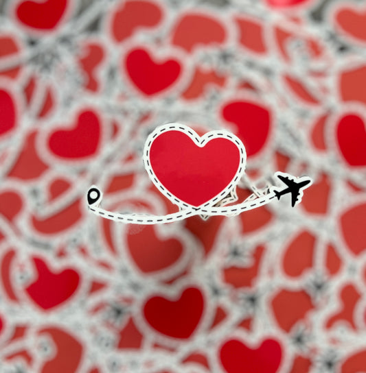 Airplane Love of Aviation Flying Heart Sticker