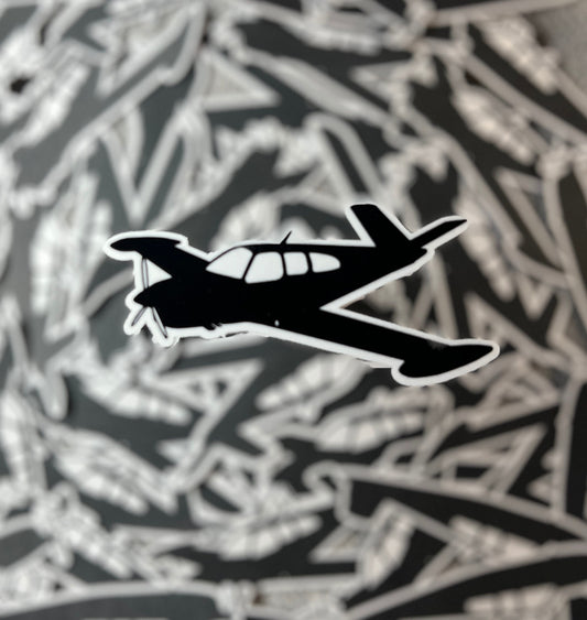 Beechcraft Bonanza 35 V-Tail Angled View With Tip Tanks Sticker