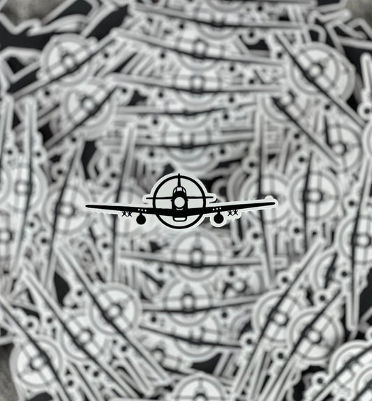 P-51 Mustang WWII Fighter Airplane Front View With Weapons Sticker